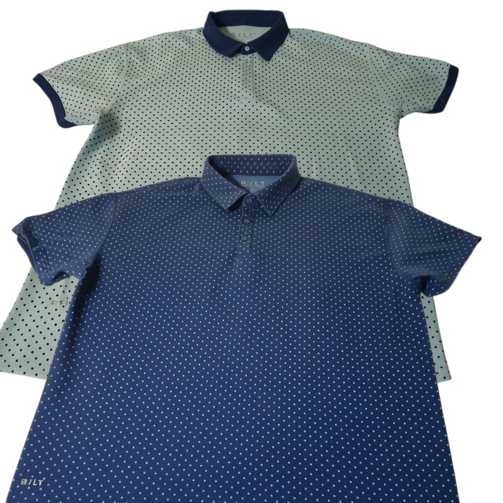 BYLT Polo Shirt Men XXL Performance Blue 2 Pack Lux Micro Dot S/S Stretch Golf